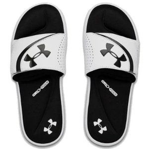 Youth Under Armour White/Black Ignite VI Slides Size 2 Kids